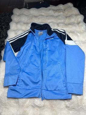 adidas Blue Track Jacket with Black & White Accents